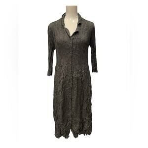 Alquema Nehru Collar Coat Dress Midi Button Womens Size 1 US Sm-Med